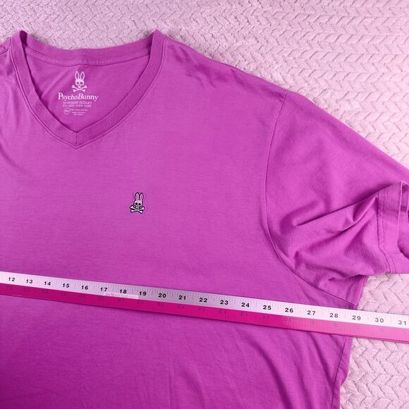 Psycho Bunny Pink Mens 3XL Classic V-Neck T-shirt Plum Ice Purple Robert Godley - Picture 7 of 11